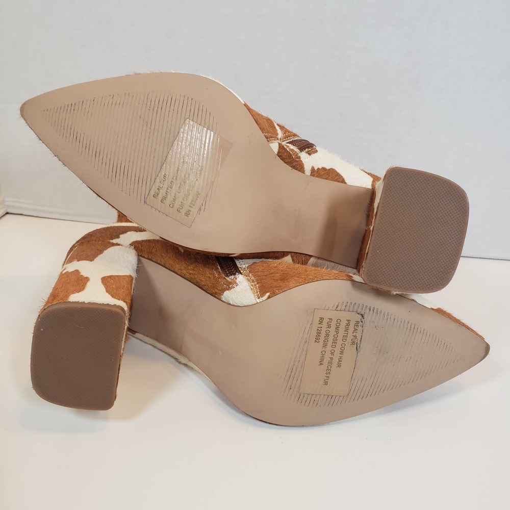 Steve Madden Fur Ankle Boots Sz 11 Point Toe Cow Calf Pony Print Noticed C - Picture 5 of 10